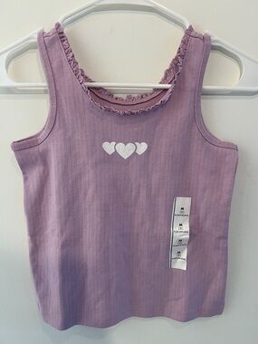 Cat & Jack Lavender Ribbed Tank with White Heart Trio